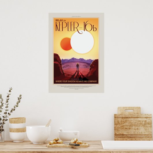 Futuristic Space Poster - Planet Kepler 16B (Keuken)