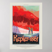 Futuristic Space Poster - Planet Kepler 186f (Voorkant)