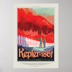 Futuristic Space Poster - Planet Kepler 186f