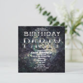 Futuristic Space Rock Cosmic Galaxy Birthday Party Kaart (Staand voorkant)