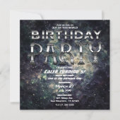 Futuristic Space Rock Cosmic Galaxy Birthday Party Kaart (Voorkant)
