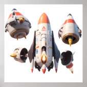 Futuristic Spacecraft Design Detachable Modules Poster (Voorkant)
