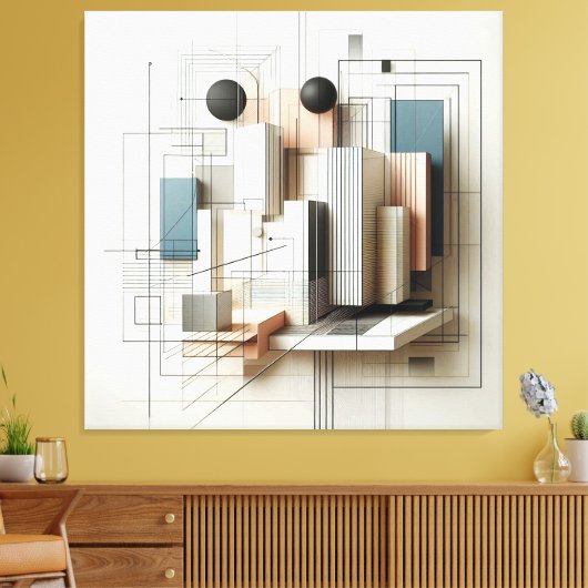 Futuristic Spatial Construct Canvas Afdruk (Insitu (Woonkamer))