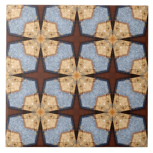 Futuristic Square en Star Pattern Tegeltje (Voorkant)