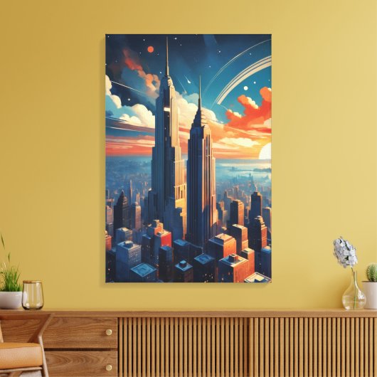 Futuristic Sunrise Cityscape Canvas Print (Insitu (Woonkamer))