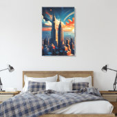 Futuristic Sunrise Cityscape Canvas Print (Insitu (Slaapkamer))