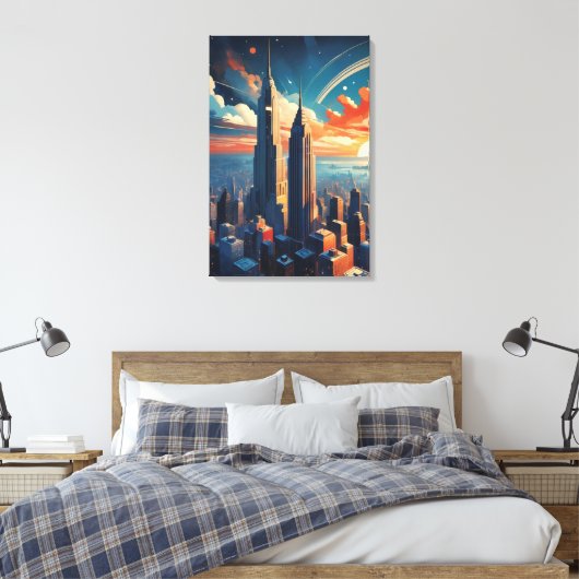 Futuristic Sunrise Cityscape Canvas Print (Insitu (Slaapkamer))