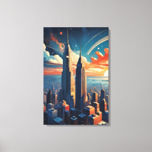 Futuristic Sunrise Cityscape Canvas Print (Voorkant)