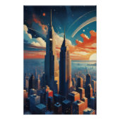 Futuristic Sunrise Cityscape Poster (Voorkant)