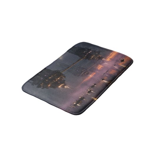 Futuristic towers floating above harbor badmat (Gekanteld)