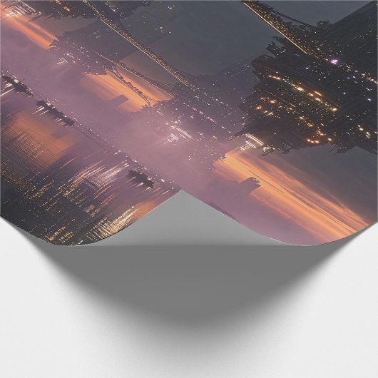 Futuristic towers floating above harbor cadeaupapier (Hoek)