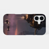 Futuristic towers floating above harbor iPhone 16 hoesje (Achterkant horizontaal)