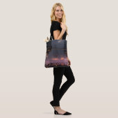 Futuristic towers floating above harbor tote bag (Op model)