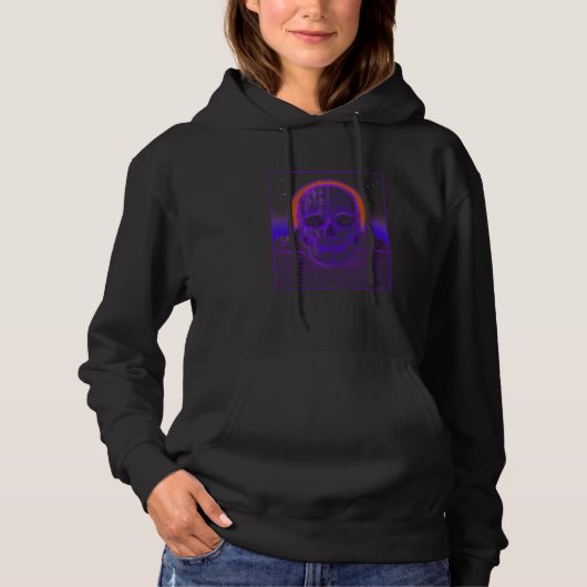 Futuristic Vaporwave Aesthetic Skull Retro Synthwa Hoodie (Voorkant)