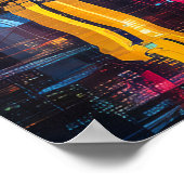 Futuristic Vibrant Neon Night Cityscape Poster (Hoek)
