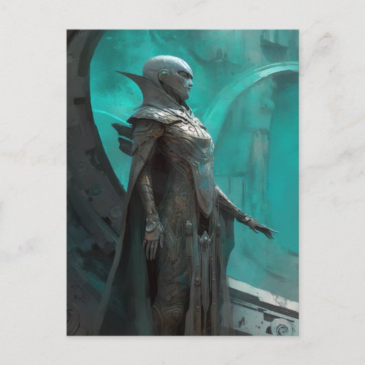 Futuristic Warrior Woman Science Fiction Art Briefkaart (Voorkant)