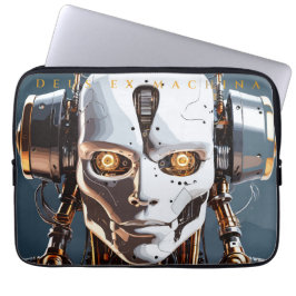 Futuristic White Gold Android Cyborg Face Laptop Sleeve