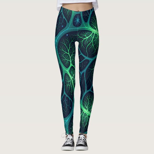 Futuristic Zombie Aesthetic Pattern – Biomechanica Leggings (Voorkant)