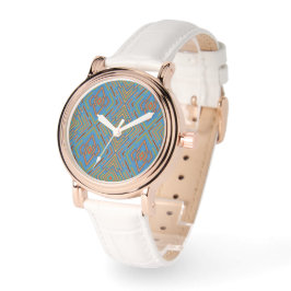 Futuristisch Abstract Blauw Groen Patroon Horloge