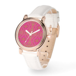 Futuristisch Abstract Roze Fuchsia Patroon Horloge