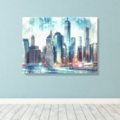 Futuristisch Abstract van New York Canvas Afdruk (Insitu (Houten vloer))