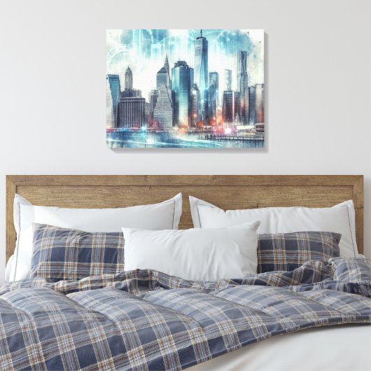 Futuristisch Abstract van New York Canvas Afdruk (Insitu (Slaapkamer))