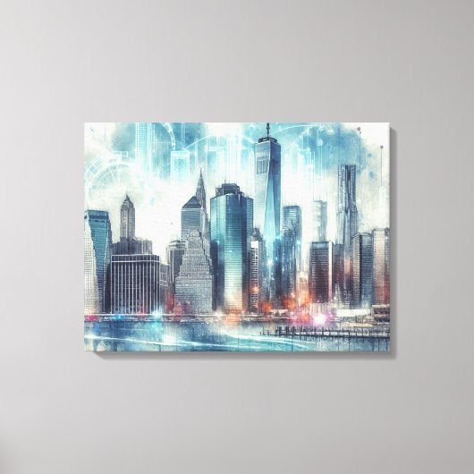 Futuristisch Abstract van New York Canvas Afdruk (Voorkant)
