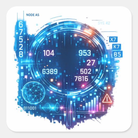 Futuristisch AI-systeem sticker – Cyber Tech Data  (Voorkant)