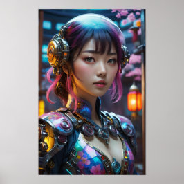 Futuristisch anime karakter poster