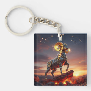 Futuristisch Aries Mech-Ram Zodiac Design Sleutelhanger