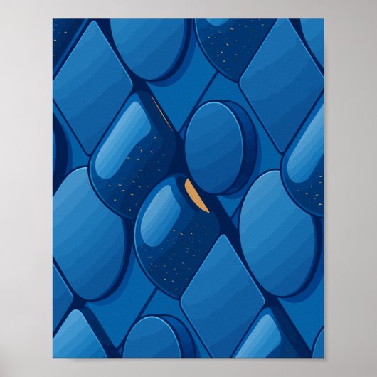 Futuristisch blauw geometrisch ontwerp poster (Voorkant)