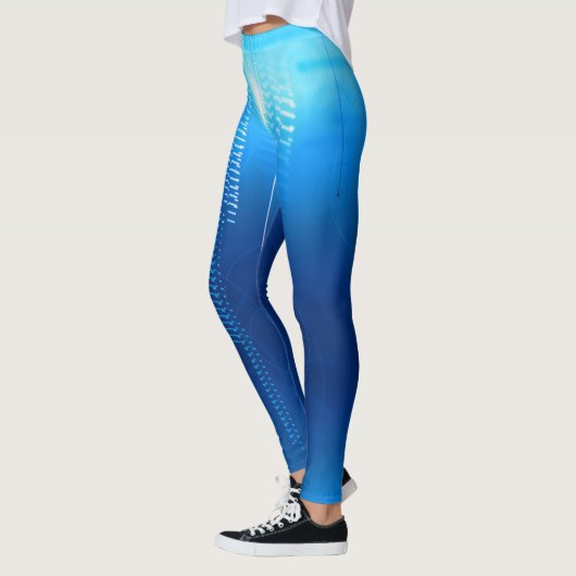 Futuristisch blauw ontwerp op leggings (Links)