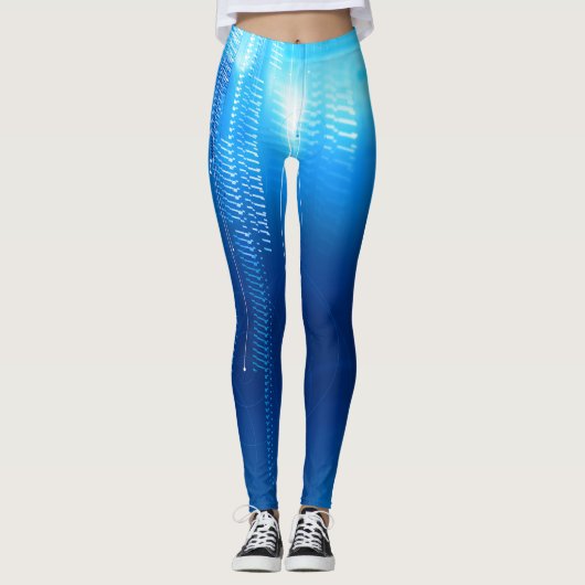 Futuristisch blauw ontwerp op leggings (Voorkant)