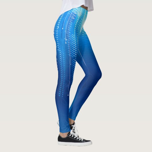 Futuristisch blauw ontwerp op leggings (Rechts)