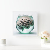 Futuristisch brein in glazen wandklok (Huis)