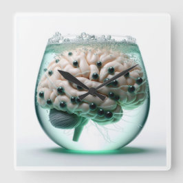 Futuristisch brein in glazen wandklok