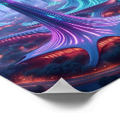 Futuristisch buitenaards stadsbeeld met ruimtehave poster (Hoek)