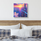Futuristisch Cityscape Canvas Afdruk (Insitu (Slaapkamer))