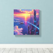 Futuristisch Cityscape Canvas Afdruk (Insitu (Houten vloer))