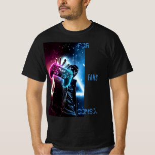 Futuristisch cyber-gamer neonblauw en roze T-shirt