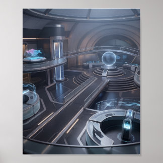 Futuristisch cyber gaming commandocentrum poster