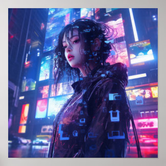 Futuristisch Cyberpunk Glitched Holograms Poster |