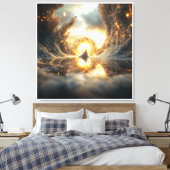 Futuristisch digitaal kunstwerk voor moderne ruimt canvas afdruk (Insitu (Slaapkamer))