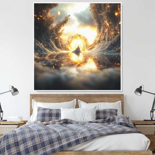 Futuristisch digitaal kunstwerk voor moderne ruimt canvas afdruk (Insitu (Slaapkamer))