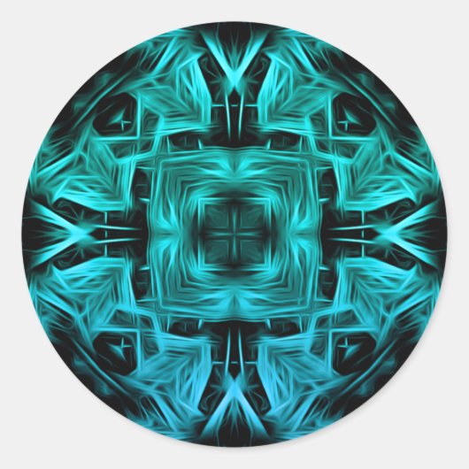 Futuristisch Elektrisch Plasma Fractal Design Ronde Sticker (Voorkant)
