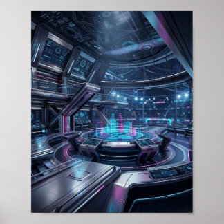 Futuristisch Esports Commando Centrum Neon Technol Poster
