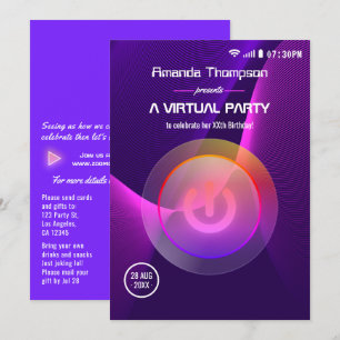 Futuristisch geometrisch virtueel verjaardagsfeest kaart
