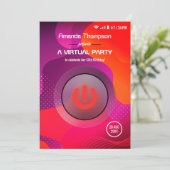 Futuristisch geometrisch virtueel verjaardagsfeest kaart (Staand voorkant)