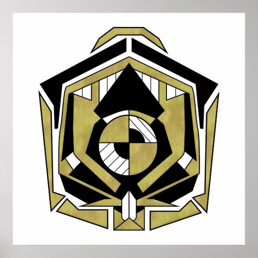 Futuristisch Goud Zwart Geometrisch Cybernetisch A Poster (Voorkant)