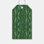 Futuristisch groen bladpatroon cadeaulabel (Voorkant)